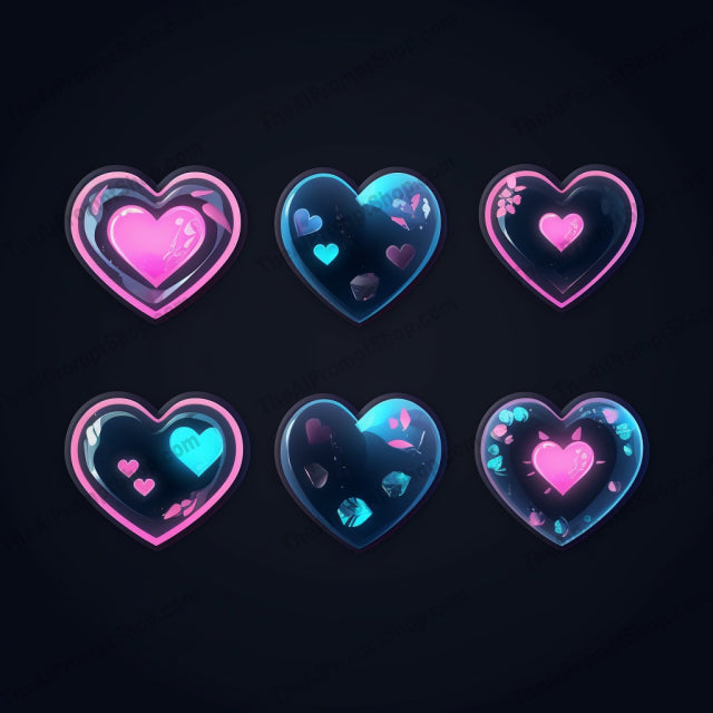 AI Midjourney Prompt for Animated Glass Heart Stickers