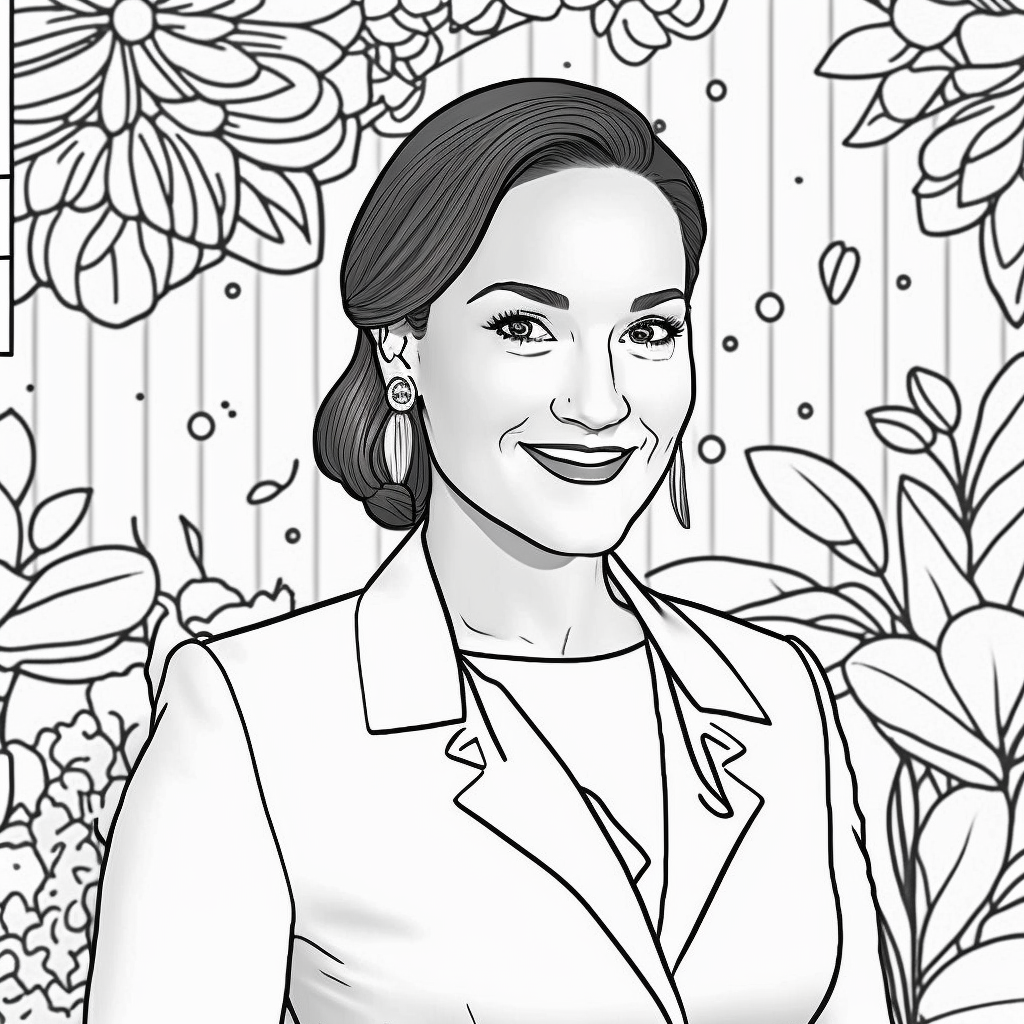 AI Midjourney Prompt for Coloring Page - Smiling Woman