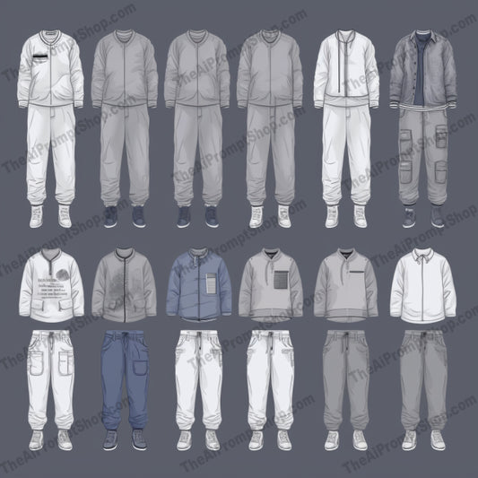 AI Midjourney Prompt for Clothing Types on Grey