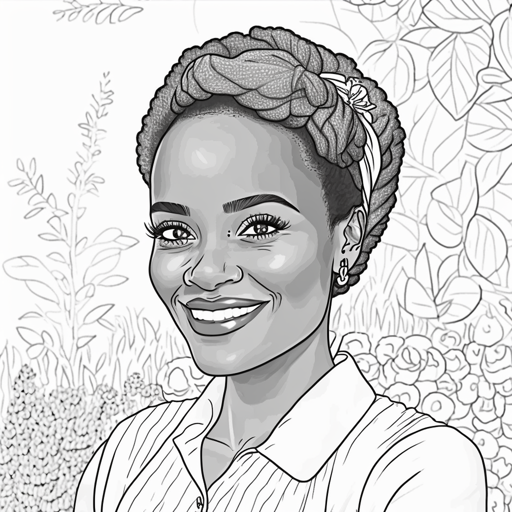 AI Midjourney Prompt for Coloring Page - Smiling Woman