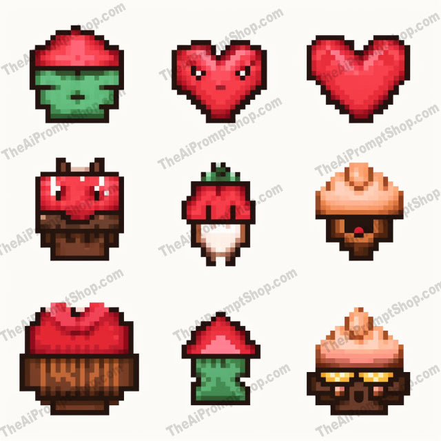 AI Midjourney Prompt for Pixel Retro Food Icons