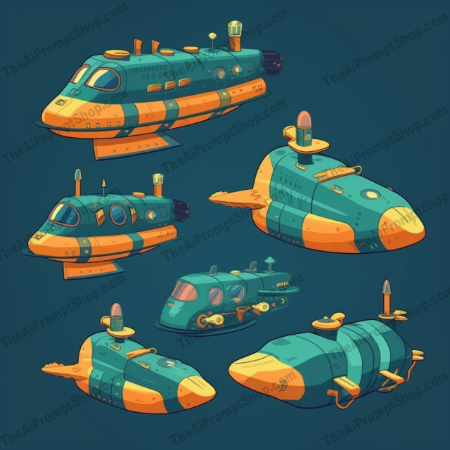 AI Midjourney Prompt for Teal Submarine Animations