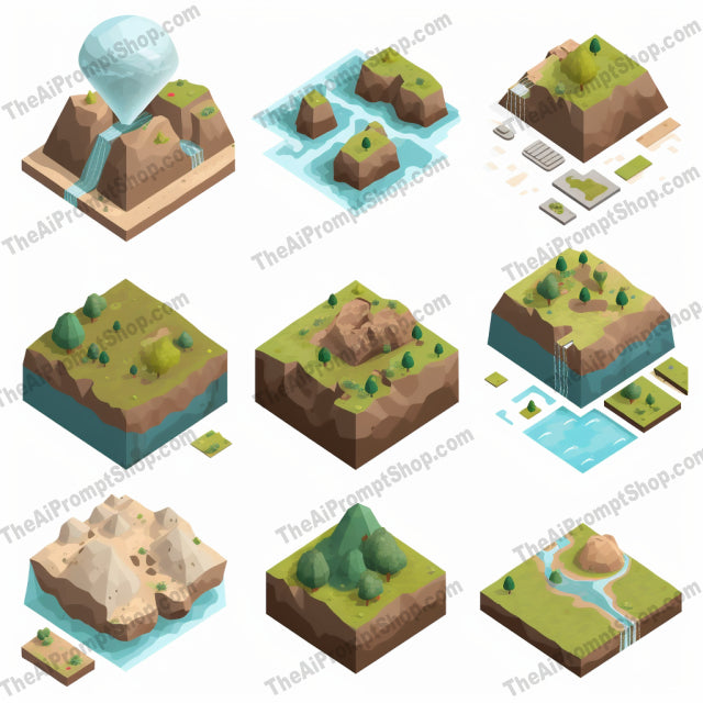 AI Midjourney Prompt for Ground Level Icon Set