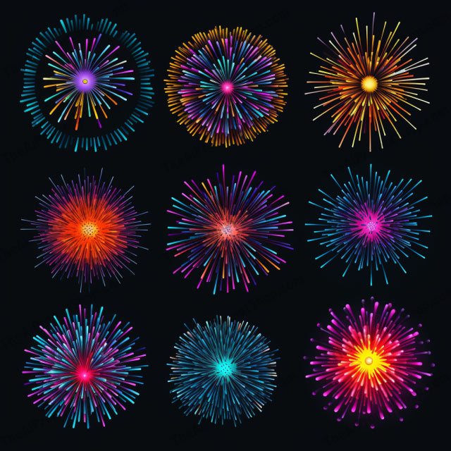 AI Midjourney Prompt for Psychedelic Fireworks Set