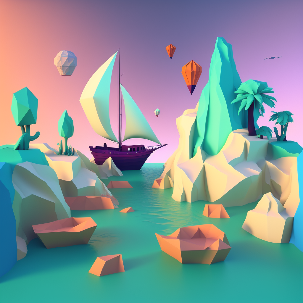 AI Midjourney Prompt for Illustration - Colorful Polyworld