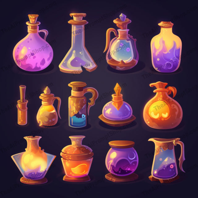 AI Midjourney Prompt for Magic Realism Liquid Vials