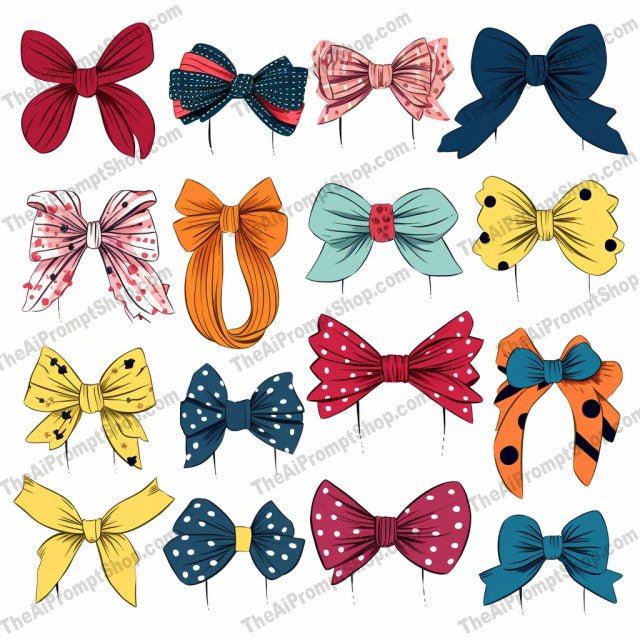 AI Midjourney Prompt for Clothing And Accessories - B224s -  Vintage Hair Clips and Bows