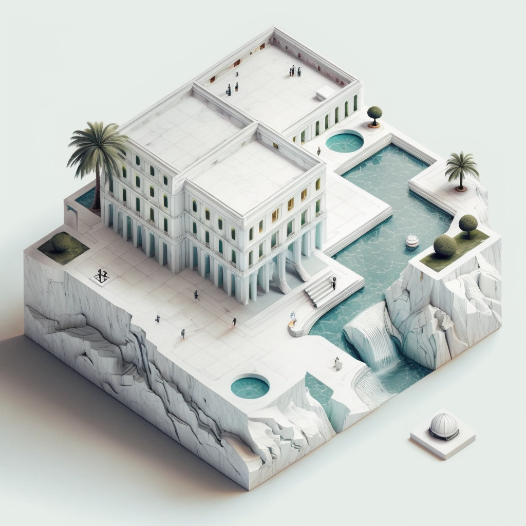 AI Midjourney Prompt for Object - Isometric Realistic Building