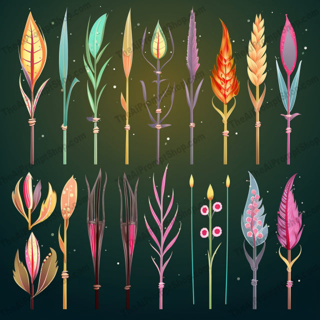 AI Midjourney Prompt for Cartoonish Cattails Set