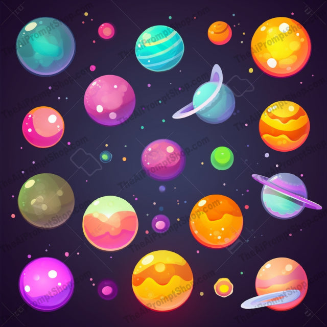 AI Midjourney Prompt for Candy-Coated Cartoon Planets