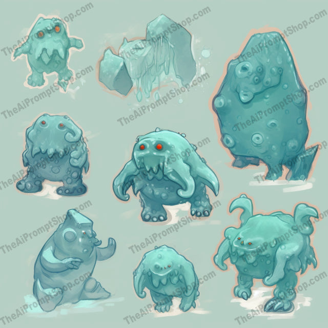 AI Midjourney Prompt for Aquamarine Crystal Monsters