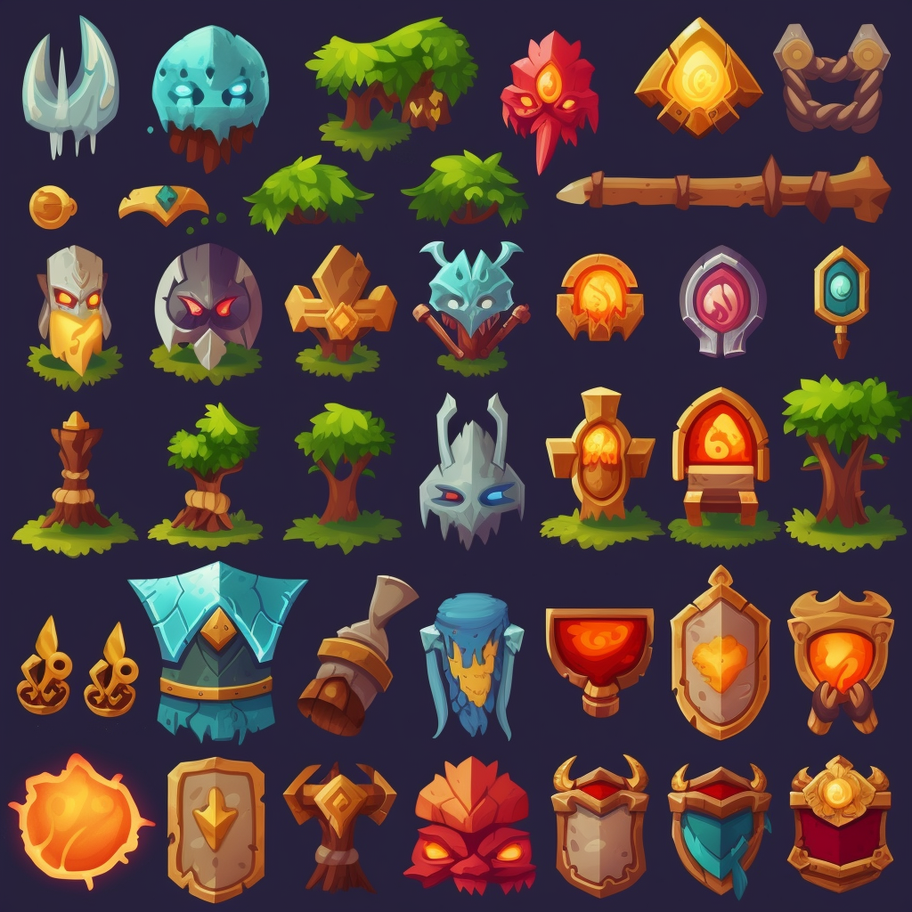 AI Midjourney Prompt for Game Asset - RPG Game Icon Sprite Sheet