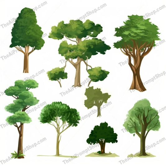 AI Midjourney Prompt for Vector Trees with Free Brushwork