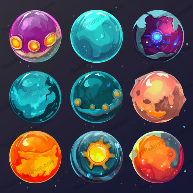 AI Midjourney Prompt for Playful Gemstone Planets