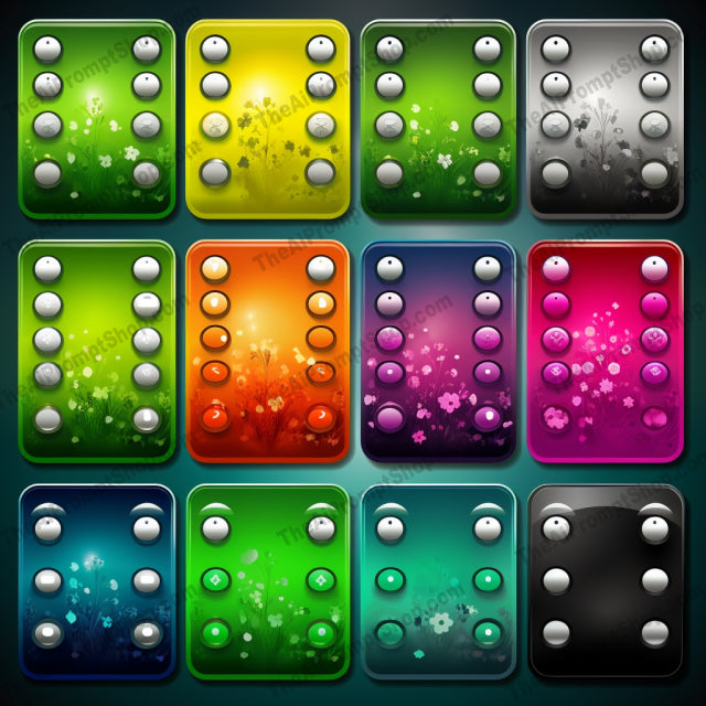 AI Midjourney Prompt for Grated Colorful Buttons