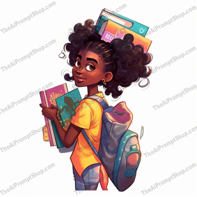 AI Midjourney Prompt for C192 - Storybook Illustrations - Disney Girl with Books