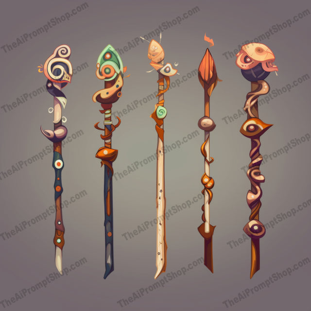 AI Midjourney Prompt for Shaman Wands Set