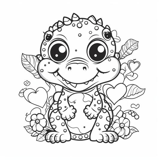 AI Midjourney Prompt for Coloring Page - Baby Animal Love