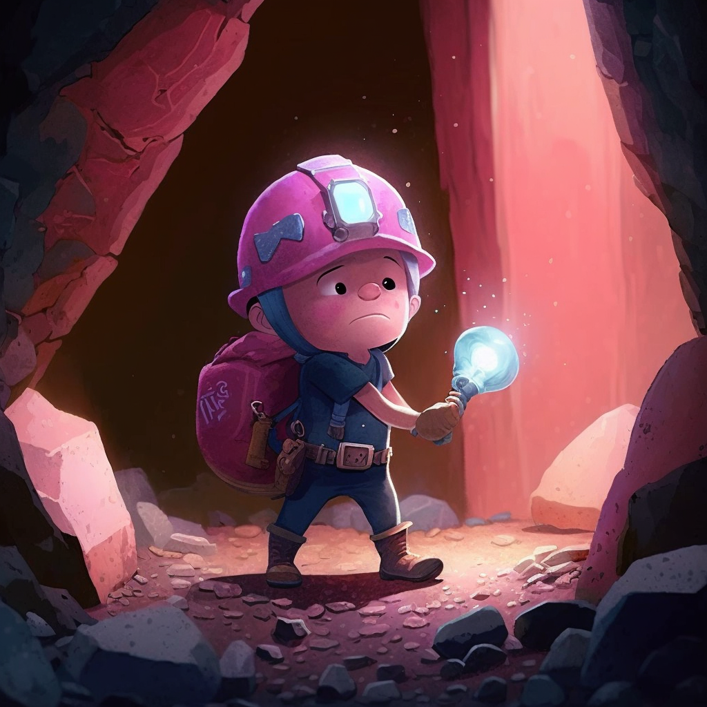 AI Midjourney Prompt for Kids Art Illustration - Tiny Miners Big Adventure