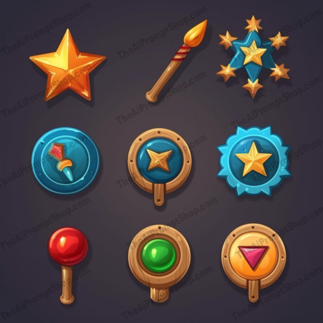 AI Midjourney Prompt for Ornamental Wooden Game Icons