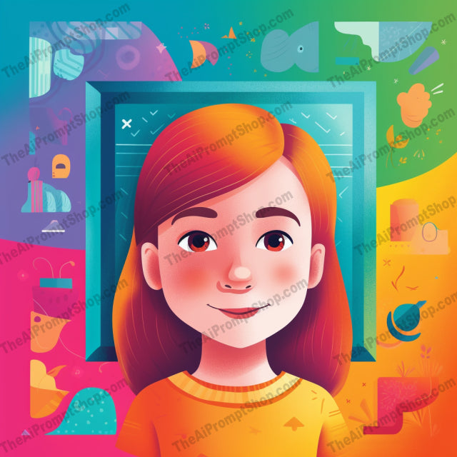 AI Midjourney Prompt for C121 - Storybook Illustrations - Girl's Colorful Portrait