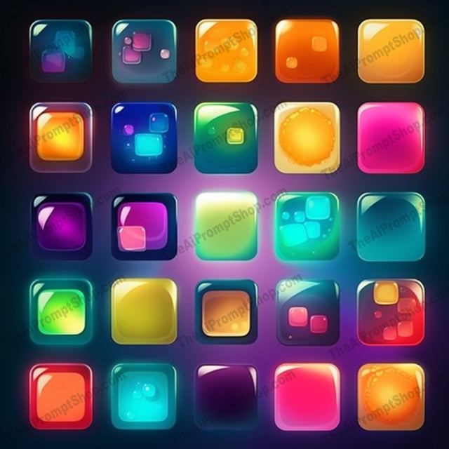 AI Midjourney Prompt for Colorful Square Icons