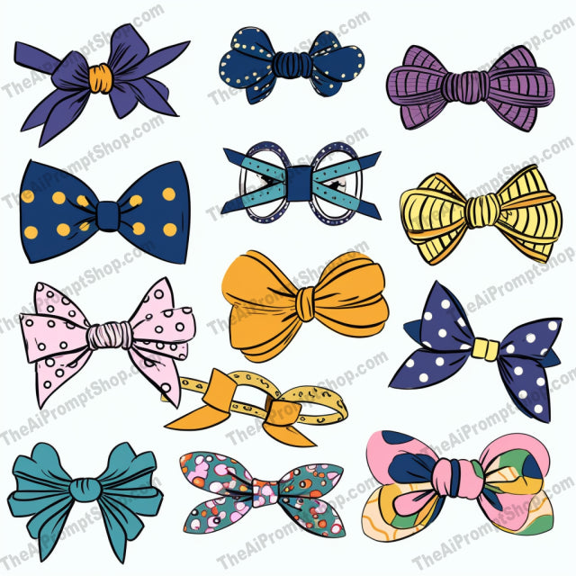 AI Midjourney Prompt for Clothing And Accessories - B224s -  Vintage Hair Clips and Bows