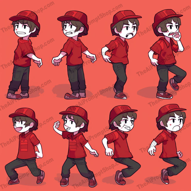 AI Midjourney Prompt for Pixelated Boy Poses