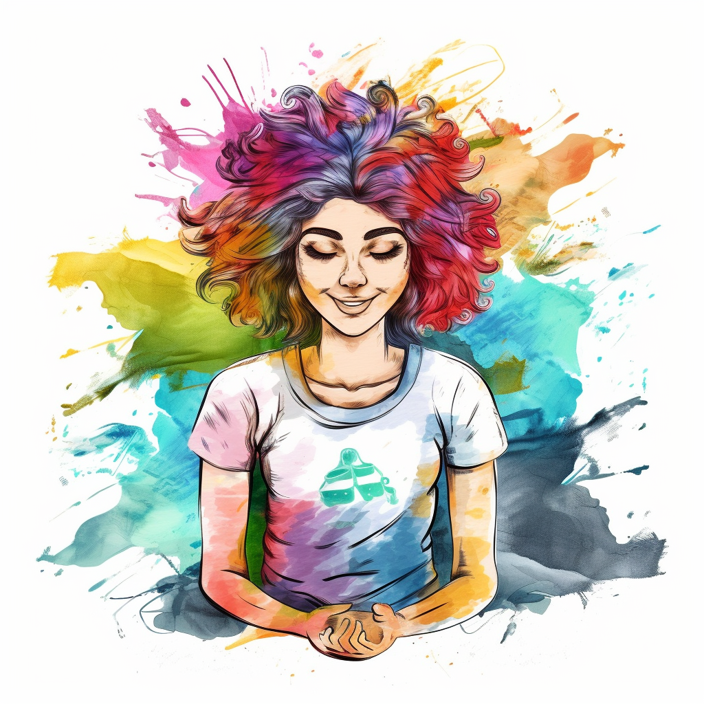 AI Midjourney Prompt for People - Watercolor Meditating Character