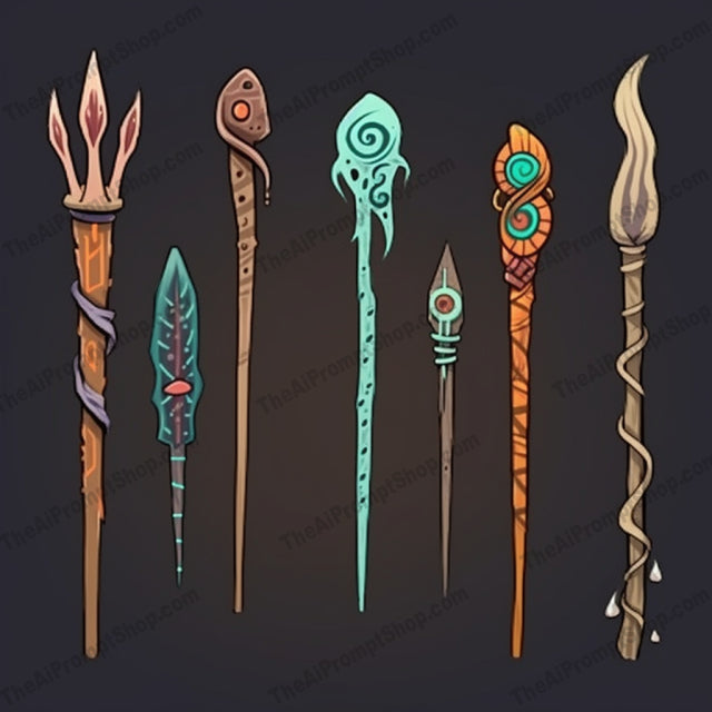 AI Midjourney Prompt for Shaman Wands Set