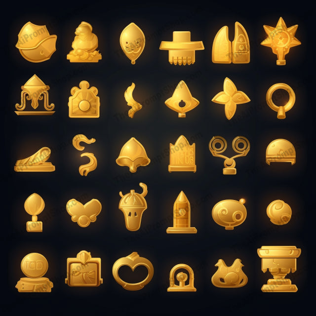 AI Midjourney Prompt for Dreamlike Golden Icons