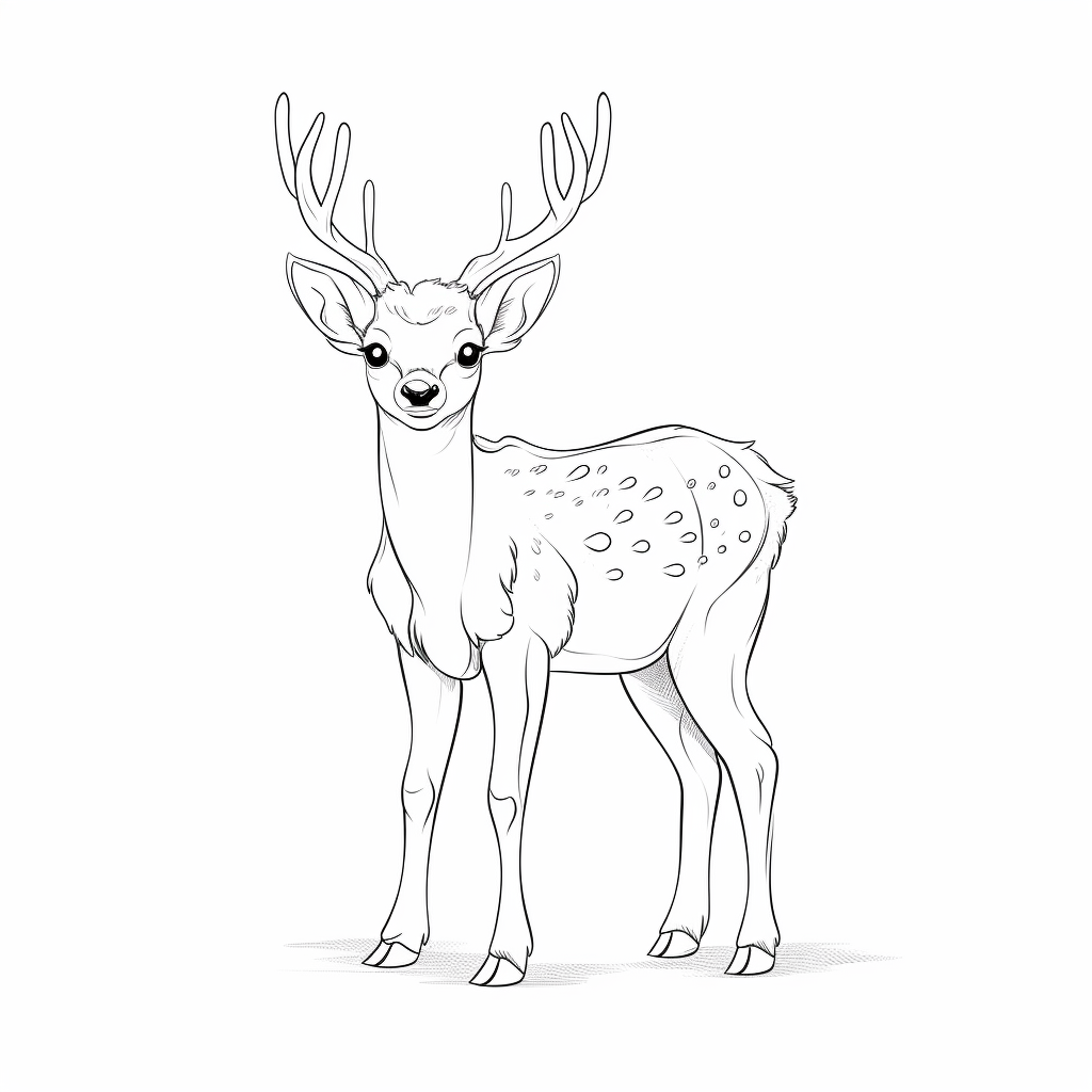 AI Midjourney Prompt for Coloring Page - Cartoon Animal Coloring Sheet