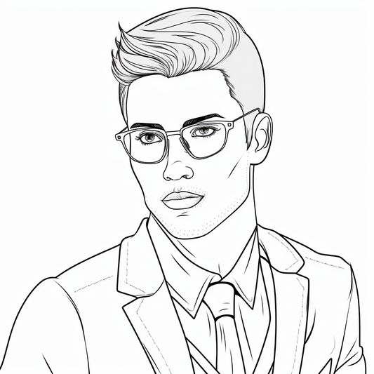 AI Midjourney Prompt for Coloring Page - Handsome Coloring Book Page with Bold Lines