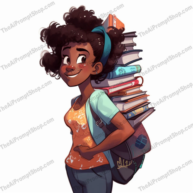 AI Midjourney Prompt for C192 - Storybook Illustrations - Disney Girl with Books