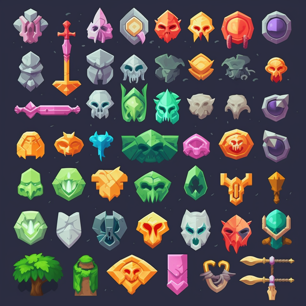 AI Midjourney Prompt for Game Asset - RPG Game Icon Sprite Sheet