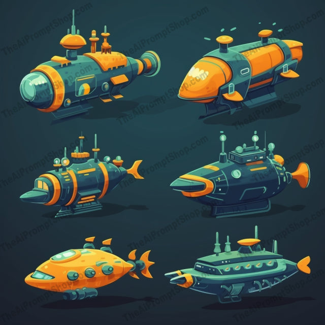 AI Midjourney Prompt for Cartoon Submarine Collection