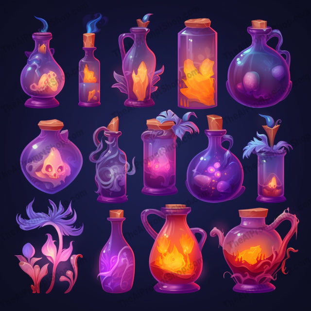 AI Midjourney Prompt for Magic Realism Liquid Vials