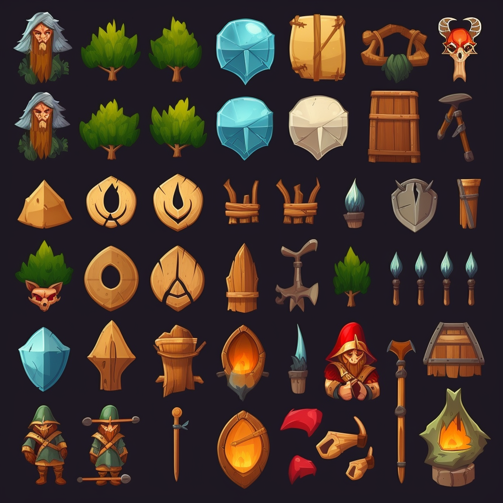 AI Midjourney Prompt for Game Asset - RPG Game Icon Sprite Sheet