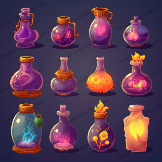 AI Midjourney Prompt for Magic Realism Liquid Vials