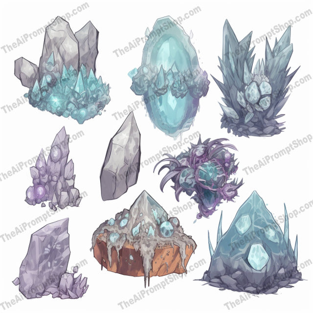 AI Midjourney Prompt for Aquamarine Frozen Monster Shapes