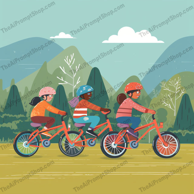 AI Midjourney Prompt for C152 - Storybook Illustrations - Bicycle Riders: Vector Illustration