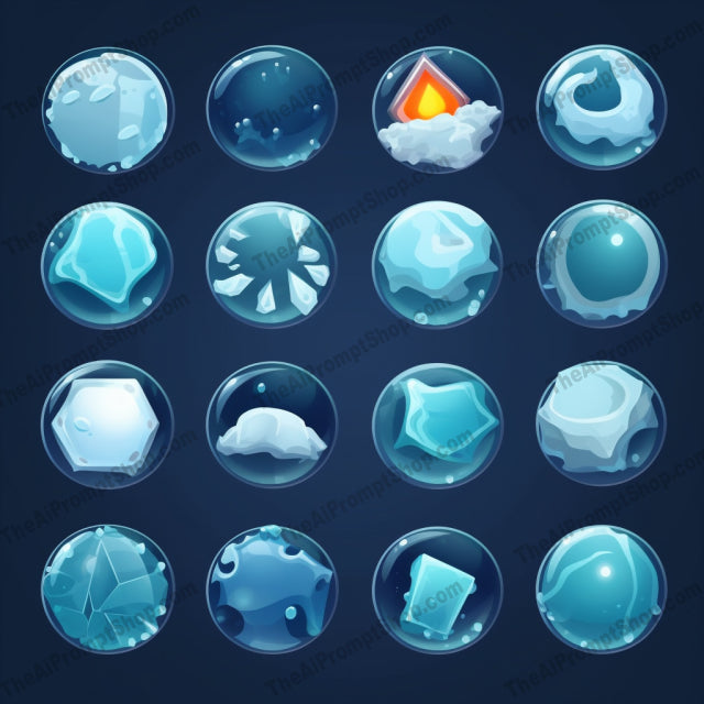 AI Midjourney Prompt for Vector Ice Icons