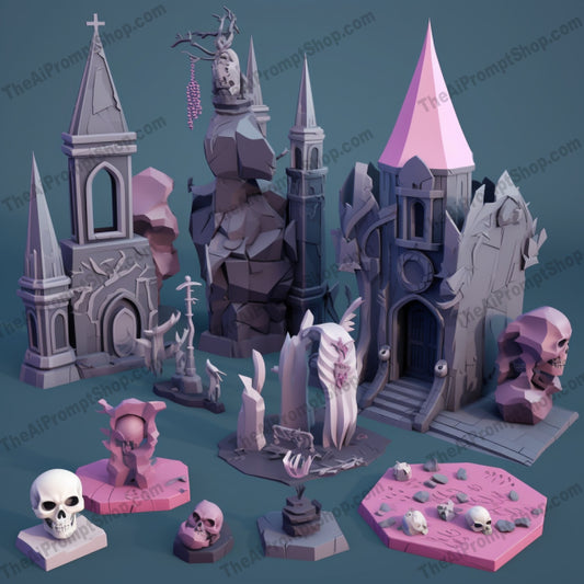 AI Midjourney Prompt for Low Poly Halloween Objects