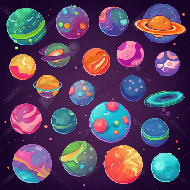 AI Midjourney Prompt for Candy-Coated Cartoon Planets