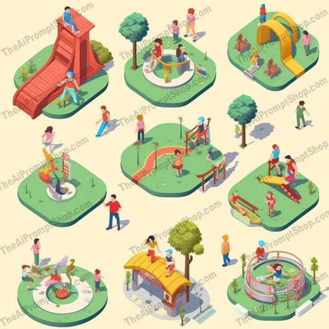 AI Midjourney Prompt for Isometrics - B243s -  Isometric Park Play Set