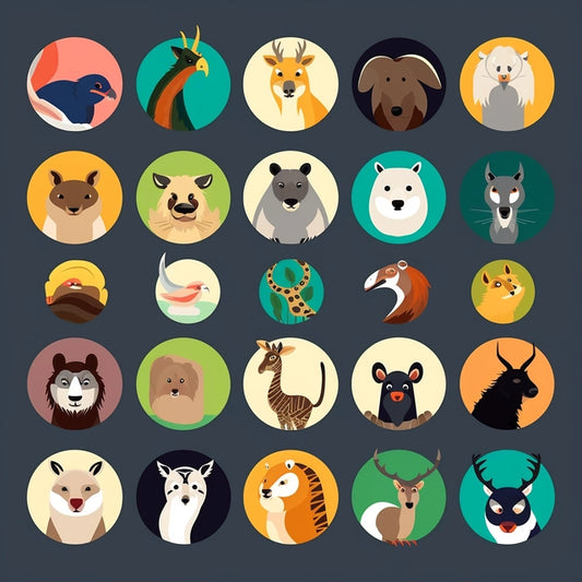 AI Midjourney Prompt for Animated Wild Animal Icons