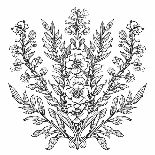 AI Midjourney Prompt for Decorative Flower Doodle Coloring