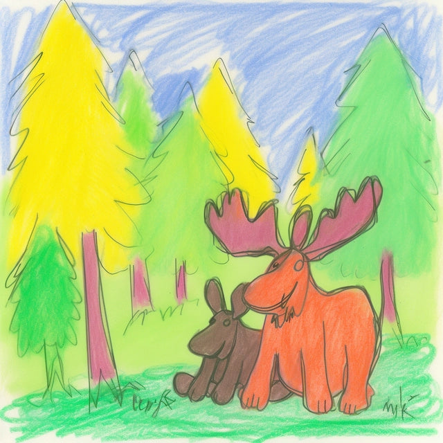 AI Midjourney Prompt for Storybook Illustrations - Child Drawing of Animals