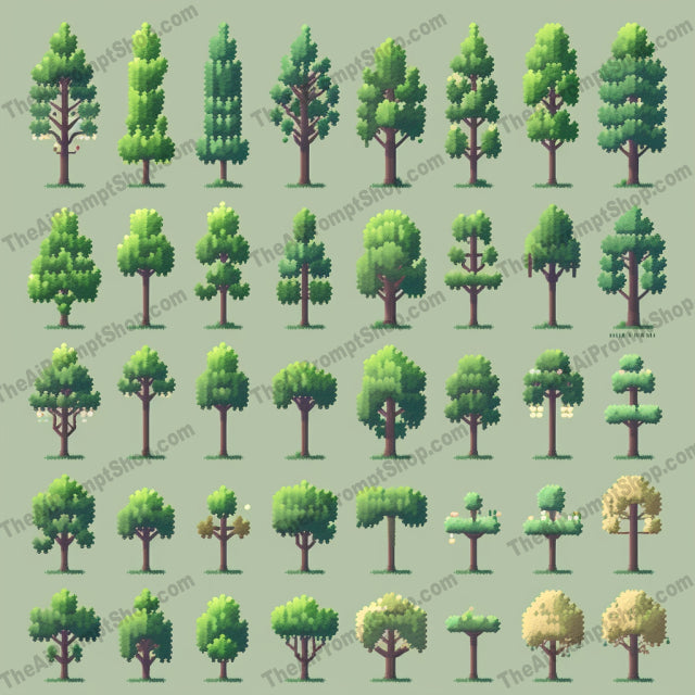 AI Midjourney Prompt for Pixel Trees and Grass