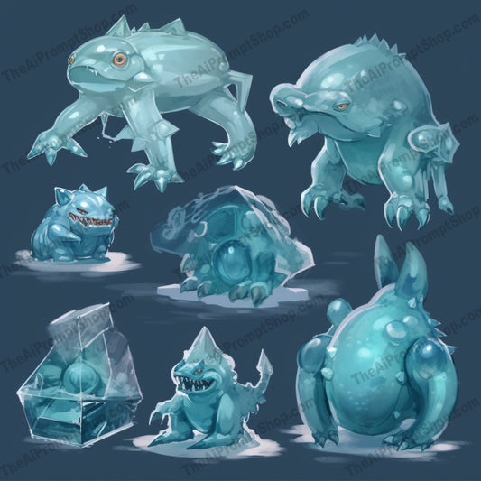 AI Midjourney Prompt for Aquamarine Crystal Monsters